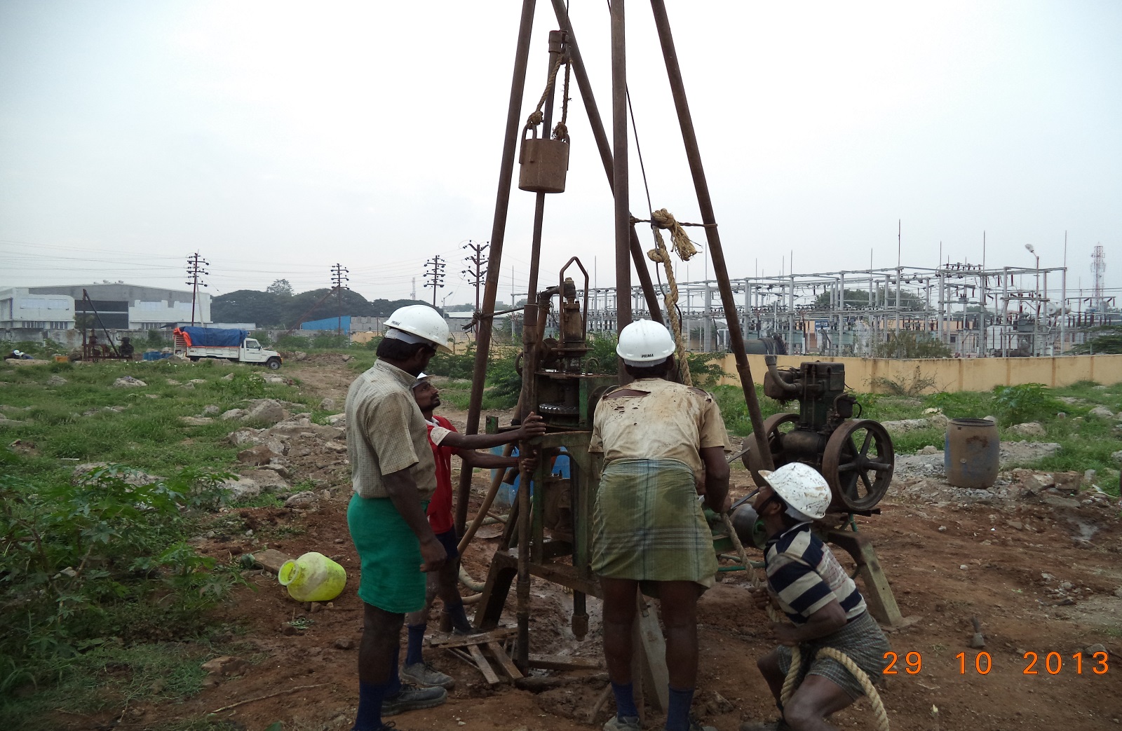 Field testing on a construction project Geotechnical field testing underway on a Tamil Nadu construction project