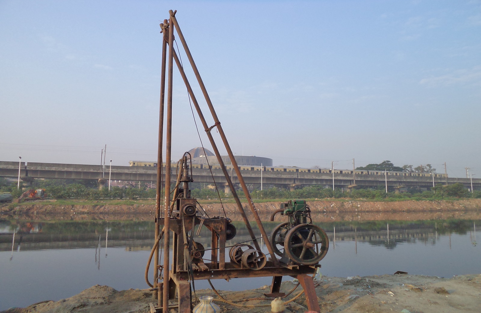 Site investigation for infrastructure works Drilling equipment operating on an infrastructure project site